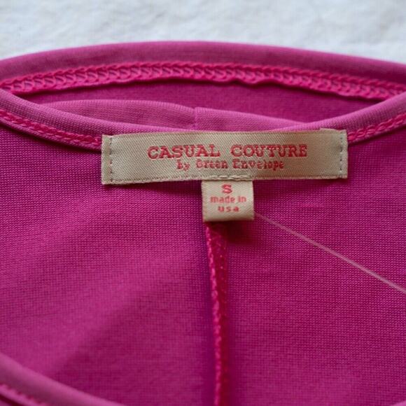 NWT Neiman Marcus Pink Fuchsia Cold Shoulder Scoop Neck Top Casual - Picture 5 of 12